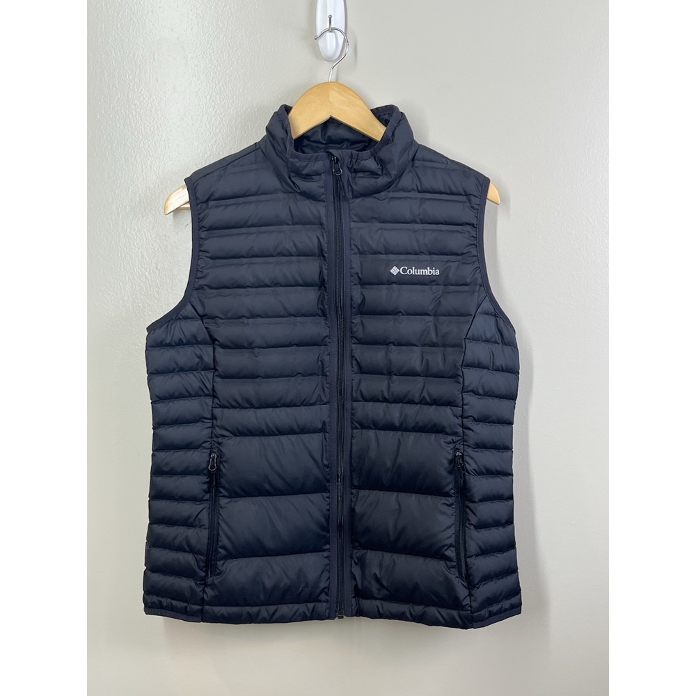 Columbia Down 650 Puffer Vest Mens Large Black Quilted Duck Feather Outdoor B19